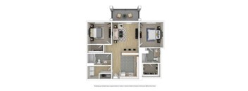 a furnished apartment with a bedroom and living room at The Station at River Crossing, Macon