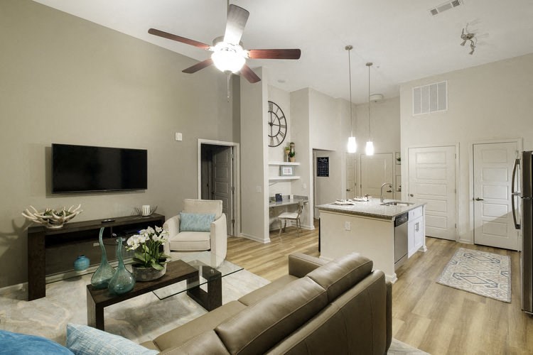Living room at Lofts at Zebulon, Macon, GA