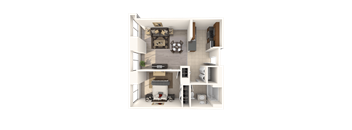 1 bed 1 bath Great River Floor Plan at Hartford 21, Hartford, CT