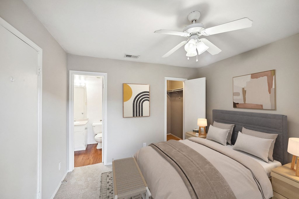 Bedroom with ceiling fan Bedroom with ceiling fan at Great Hills, Texas, 78759