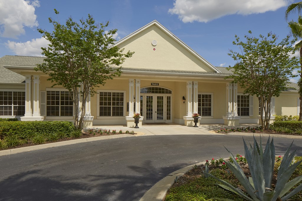 Entrance to clubhouse and leasing office   at Bay Harbor, Fort Myers, FL, 33919
