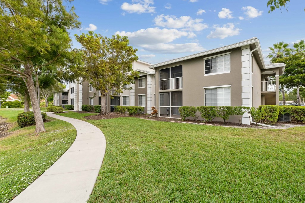 Outdoor walkway and patios at Promenade at Reflection Lakes, Fort Myers, FL, 33907
