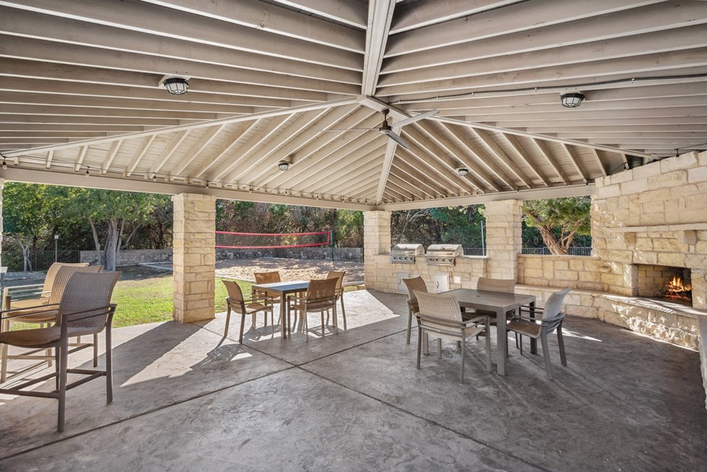 Poolside Patio with Outdoor TVs  at River Stone Ranch, Austin, TX, 78749