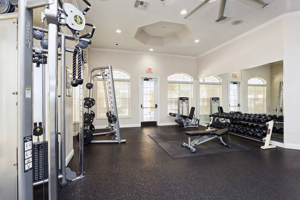 fully equipped fitness center at Grandeville on Saxon, Orange City
