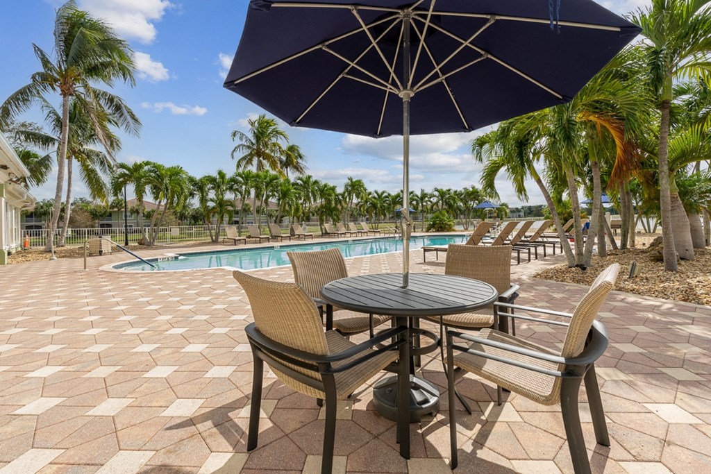 Poolside Seating at Bay Breeze Villas, Fort Myers, Florida