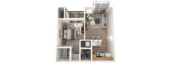 1 bed 1 bathroom Valley Floor Plan  | Village Oaks at Village Oaks Apartments, Austin, TX, 78759