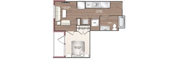Studio J Floor Plan  at 511 Meeting, South Carolina, 29403