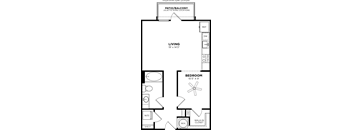 Studio 1 bath floor plan at Glenwood at Grant Park, Atlanta, GA