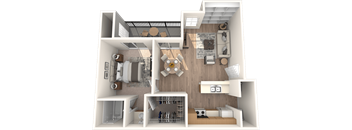 1 bed 1 bathroom Willow Floor Plan  | Village Oaks at Village Oaks Apartments, Austin, TX