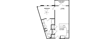 1 bed 1 bath floor plan at Glenwood at Grant Park, Atlanta, 30316