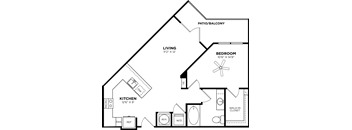 1 bed 1 bath floor plan B at Glenwood at Grant Park, Atlanta