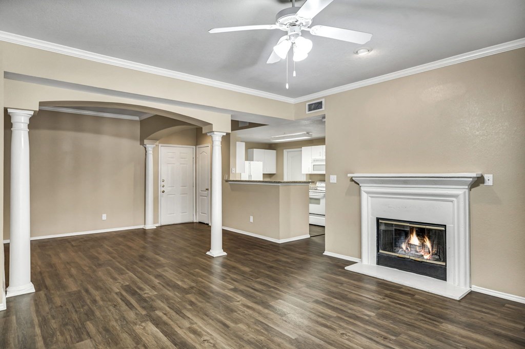 Living Room with Fireplace at River Stone Ranch, Texas