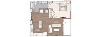 1V Floor Plan at 511 Meeting, Charleston, SC, 29403
