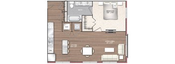 1R Floor Plan at 511 Meeting, Charleston