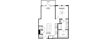 1 bed 1 bath floor plan D at Glenwood at Grant Park, Georgia