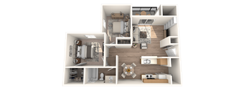 2 bed 1 bathroom Chestnut Floor Plan | Village Oaks at Village Oaks Apartments, Austin, 78759
