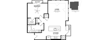 1 bed 1 bath floor plan Cat Glenwood at Grant Park, Georgia, 30316