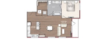 1P Floor Plan at 511 Meeting, South Carolina, 29403