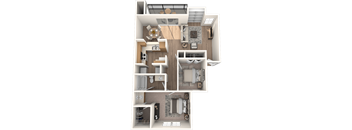2 bed 1 bathroom Evergreen Floor Plan | Village Oaks at Village Oaks Apartments, Austin