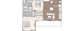 a floor plan of a two bedroom apartment at 511 Meeting, Charleston, 29403