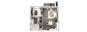 a floor plan of a one bedroom apartment at Emblem Alpharetta, Alpharetta, 30009