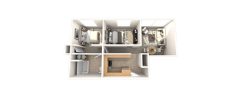 3 Bed 2 Bath 1298 SF Floor Plan at Residences at Manchester Place, Manchester, New Hampshire
