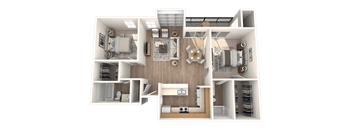 2 bed 2 bathroom Dogwood Floor Plan | Village Oaks at Village Oaks Apartments, Texas