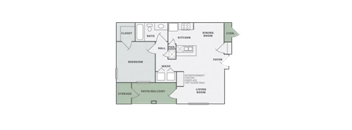 a floor plan of a one bedroom apartment at Thornberry Apartments, Charlotte North Carolina