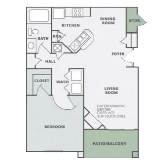 a one bedroom floor plan at Thornberry Apartments, Charlotte