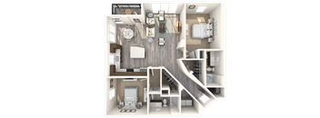 2 bedroom 2 bath Albion Floor Plan at Paramount on Lake Eola, Orlando, 32801