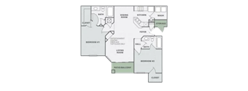 a floor plan of a two bedroom in Charlotte at Thornberry Apartments, North Carolina, 28262