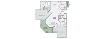 a floor plan of an apartment with two bedrooms and a patio at Thornberry Apartments, Charlotte, NC 28262
