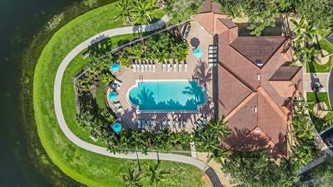Aerial Pool View at Bay Breeze Villas, Fort Myers, FL, 33908