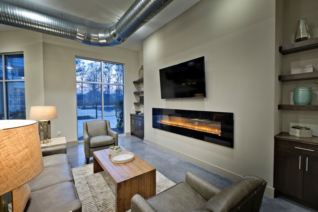 Clubhouse fireplace at Lofts at Zebulon, Macon, 31210