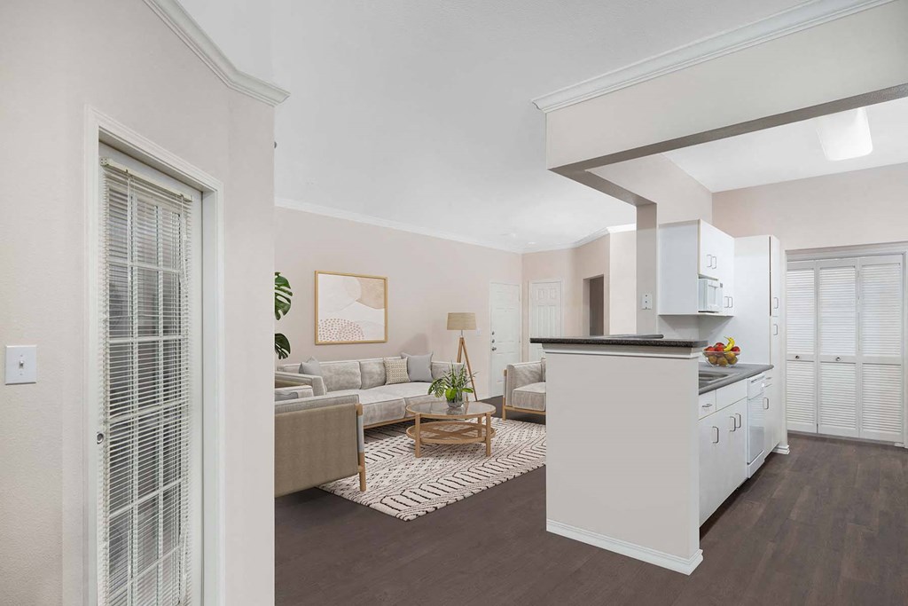living and kitchen space at The Lodge at Lakeline Village, Cedar Park, TX, 78613