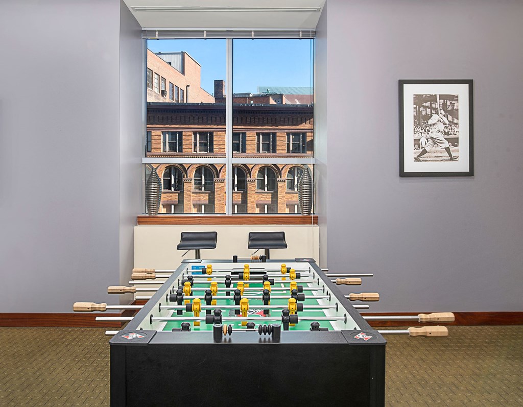 Play a game of foosball in the game room at Hartford 21, Hartford, Connecticut