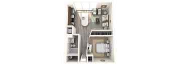 1 bedroom 1 bath Delano Deluxe Floor Plan at Paramount on Lake Eola, Orlando, Florida
