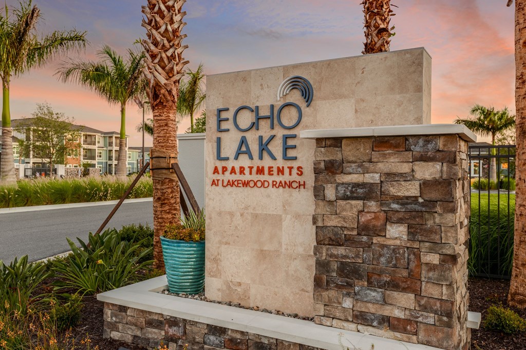 Welcoming community signage at Echo Lake, Bradenton, FL, 34211