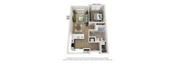 A1 (Age Restricted 55+) Floor Plan  | 735 Sq. Ft. at Edgebrook Residences, New Hampshire