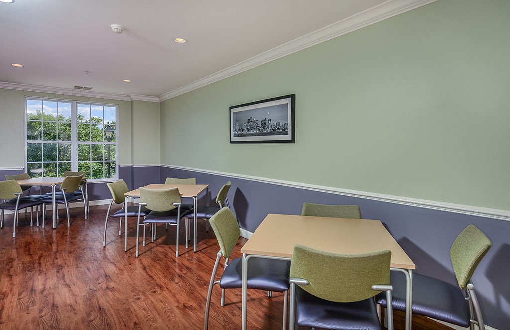 Community game room at Highlands at Faxon Woods, Quincy, Massachusetts