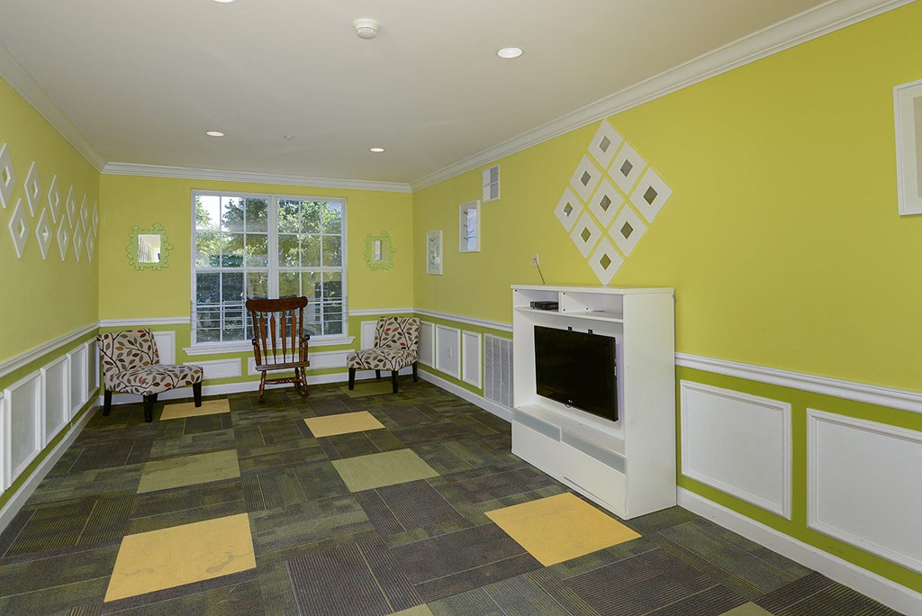 Community play room at Highlands at Faxon Woods, Quincy