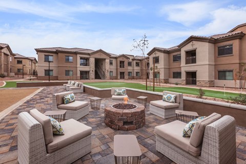 Fire pit & lounge area at The Canyons at Linda Vista Trail, Oro Valley, AZ