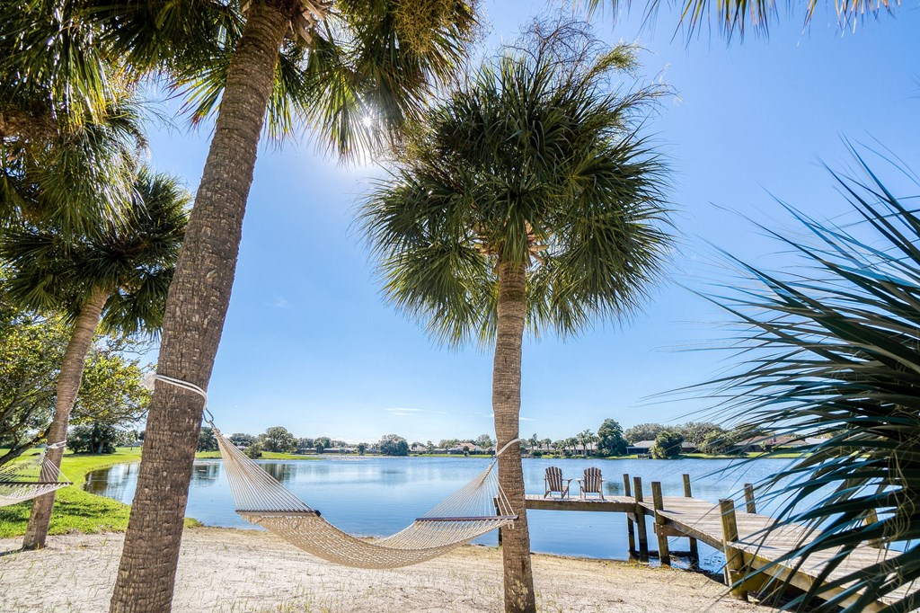 Take it easy in a hammock by the water at Lakes at Suntree, Melbourne, Florida