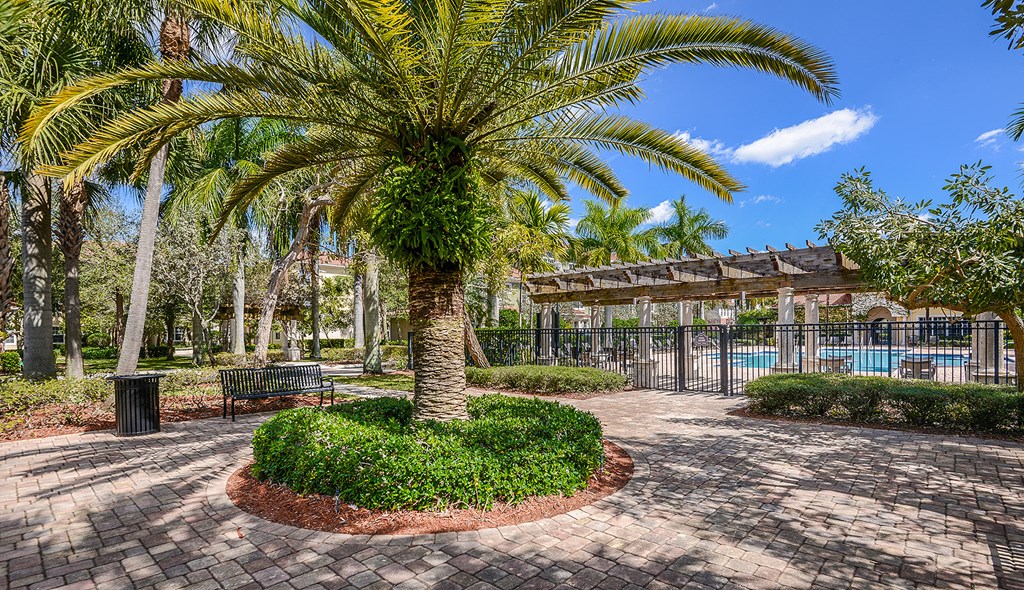 Poolside courtyard at Floresta, Jupiter, 33458