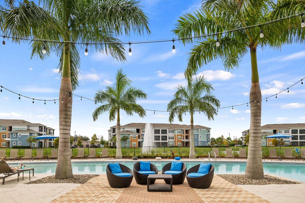 Shimmering pool and outdoor lounge  at Echo Lake, Florida, 34211