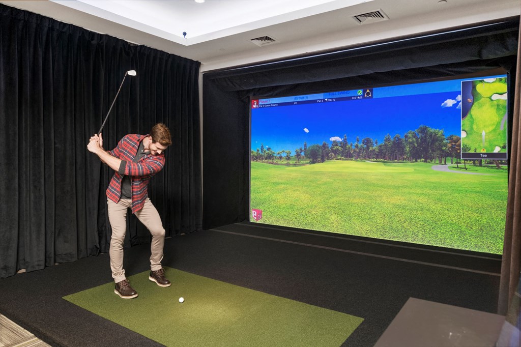 Golf simulator at Inspire, Charlotte, NC, 28211
