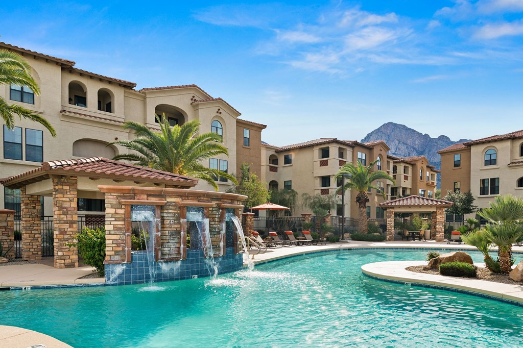Pool with water feature at Villas at San Dorado, Oro Valley
