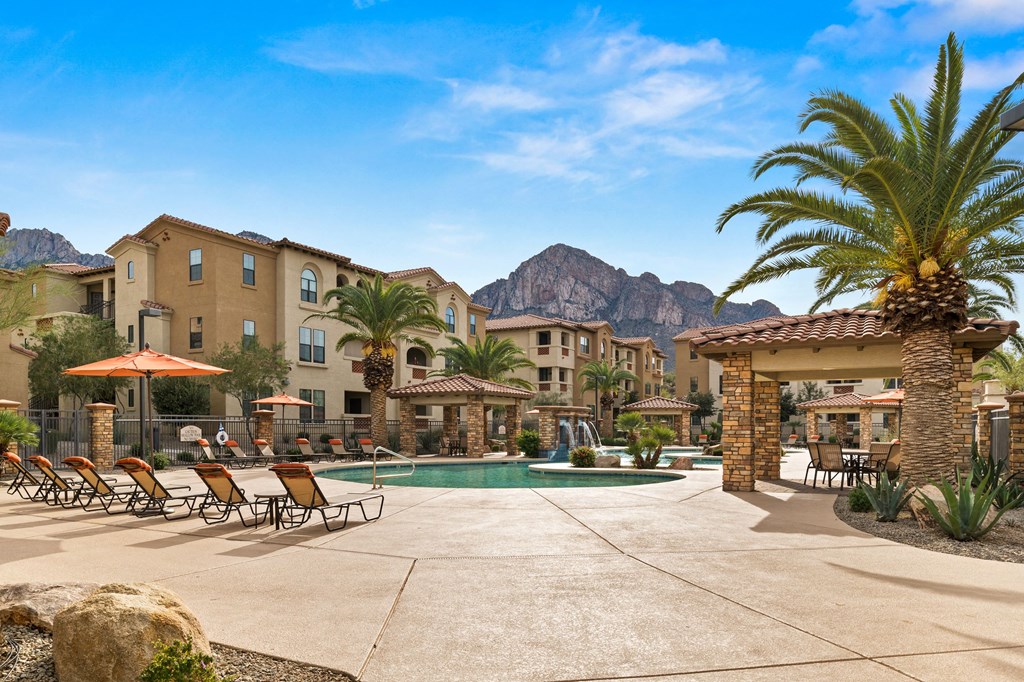 Pool With Shaded Lounge Area at Villas at San Dorado, Arizona