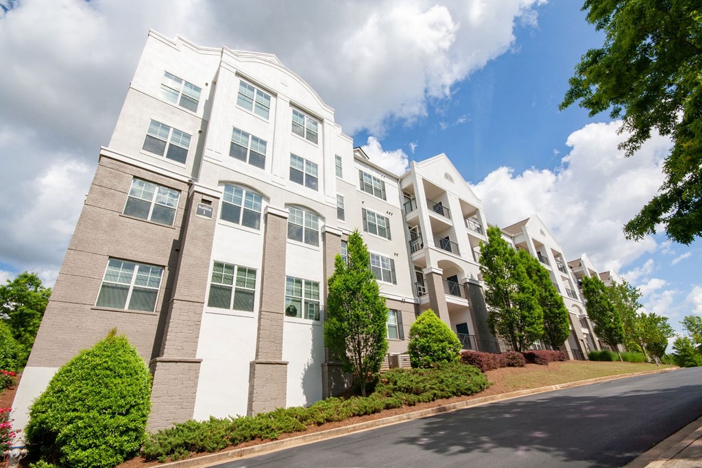 Beautifully maintained grounds at Emblem Alpharetta, Alpharetta, Georgia