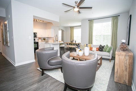 Living Room at Emblem Alpharetta Apartments, Alpharetta, GA, 30009